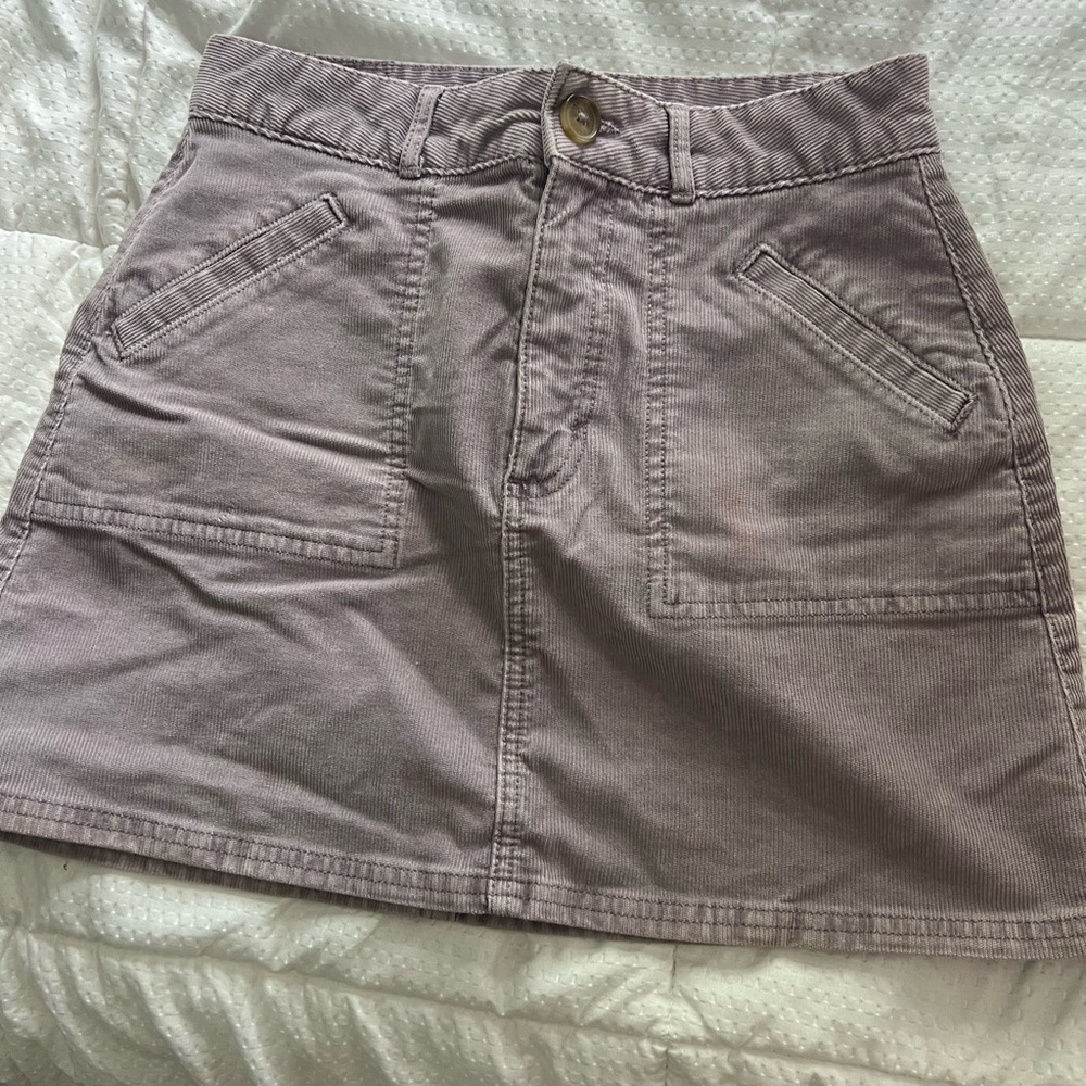 American Eagle Outfitters Gray Mini A-Line Cargo Skirt- corduroy
